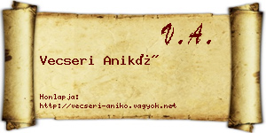 Vecseri Anikó névjegykártya